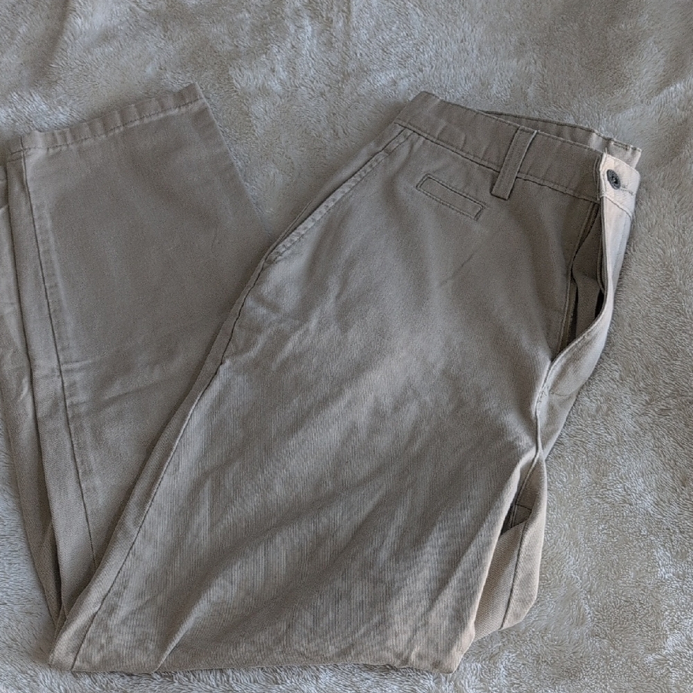 Tan Chino Pants with Flat Front Design